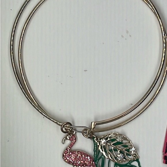 Betsey Johnson Jewelry - Betsy Johnson, BB flamingo leaves hoop earrings